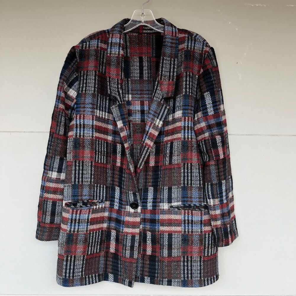 VTG Plaid Wool Blend Oversized Blazer L XL – Cottagecore Dark Academia USA